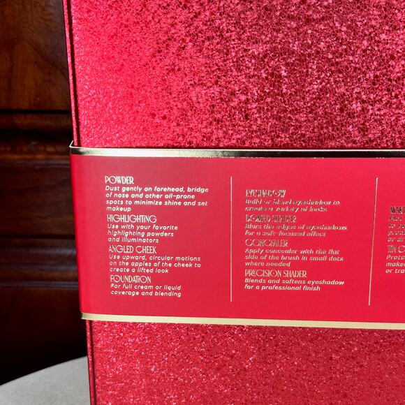 Glitz & Glam 11-Piece Full Face Brush Set Red Rhinestone Handles + Sponges NEW - Picture 10 of 16